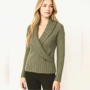 Ann Taylor LOFT Wool Alpaca Blend Sweater Shawl Collar Pullover Large